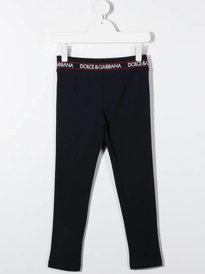 Dolce & Gabbana Logo Waistband Trousers In Black