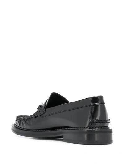 Shop Versace Logo Signature Loafers In Black