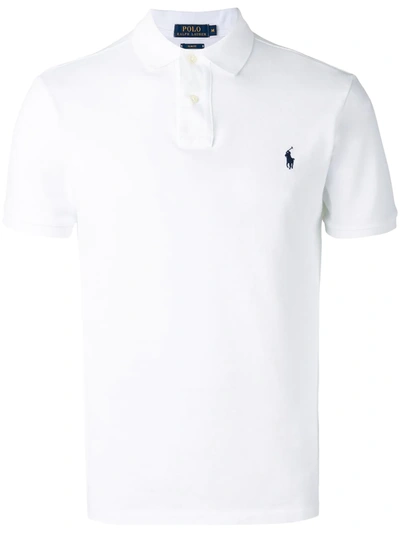 Shop Polo Ralph Lauren Logo Embroidered Polo Shirt In White