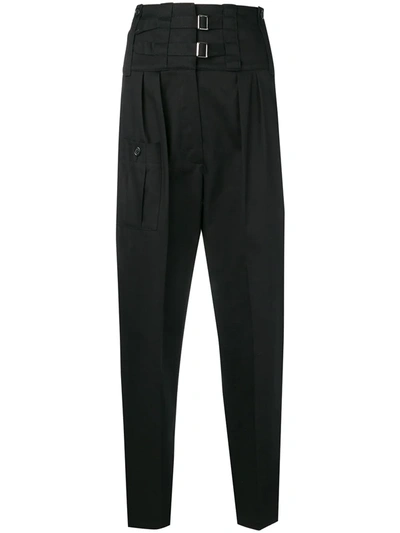 Shop Dolce & Gabbana Cropped Buckle Front Trousers In Black