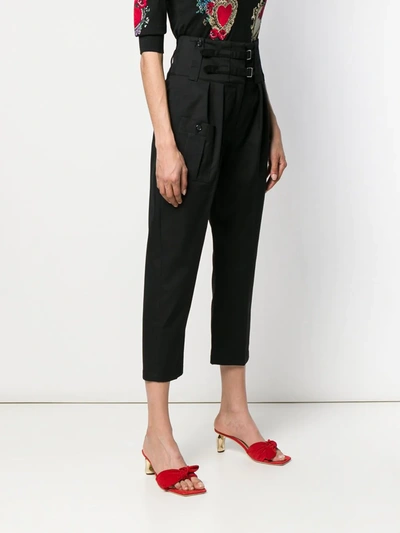 Shop Dolce & Gabbana Cropped Buckle Front Trousers In Black