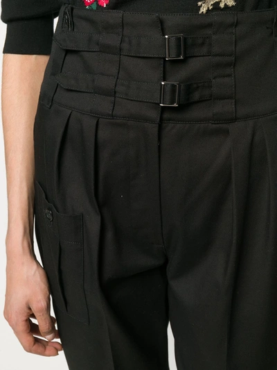 Shop Dolce & Gabbana Cropped Buckle Front Trousers In Black