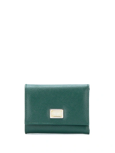 Shop Dolce & Gabbana Dauphine Logo Plaque Wallet In Green