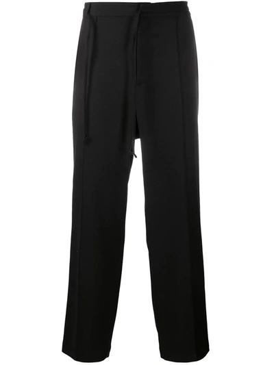 Shop Maison Margiela Tie-waist Wide-leg Trousers In Black