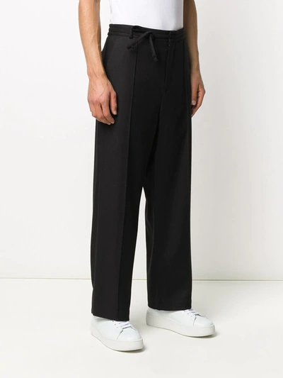Shop Maison Margiela Tie-waist Wide-leg Trousers In Black