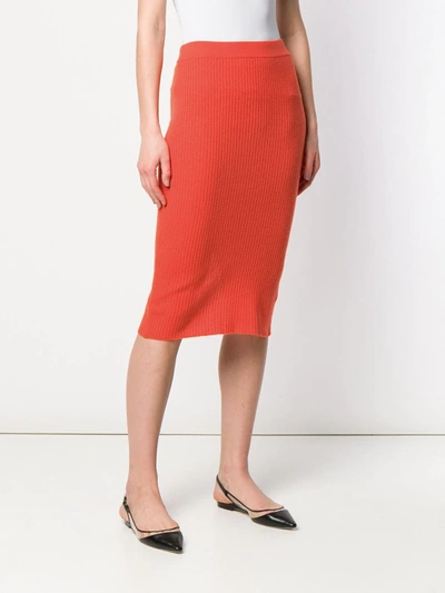 Shop Cashmere In Love Ribbed Knitted Skirt In Orange