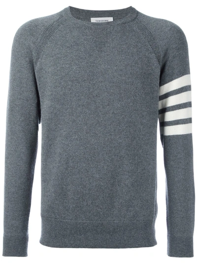 Shop Thom Browne 4-bar Crew Neck Cashmere Jumper In Grey