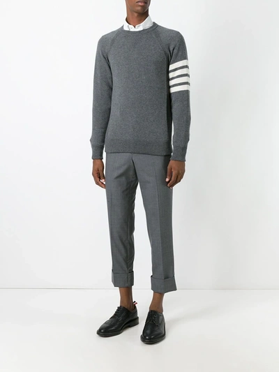 Shop Thom Browne 4-bar Crew Neck Cashmere Jumper In Grey