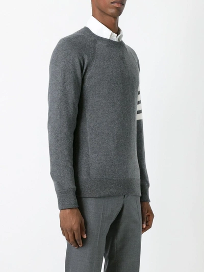 Shop Thom Browne 4-bar Crew Neck Cashmere Jumper In Grey