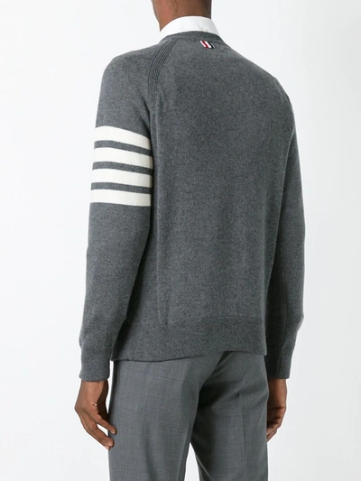 Shop Thom Browne 4-bar Crew Neck Cashmere Jumper In Grey