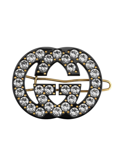 Shop Gucci Double G Embellished Hair Clip In Metallic