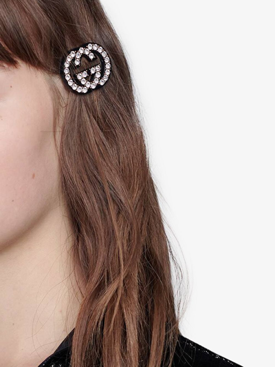 Shop Gucci Double G Embellished Hair Clip In Metallic