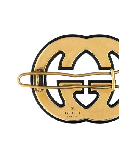 Shop Gucci Double G Embellished Hair Clip In Metallic