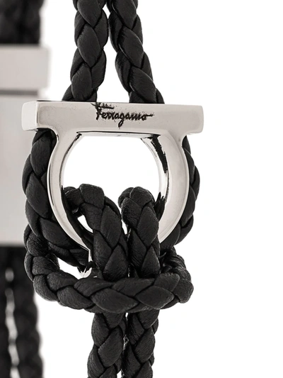 Shop Ferragamo Braided Gancini Bracelet In Black
