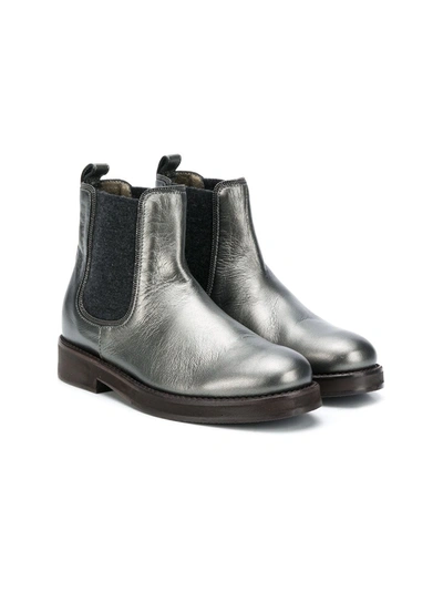 Shop Brunello Cucinelli Cracked-effect Ankle Boots In Grey