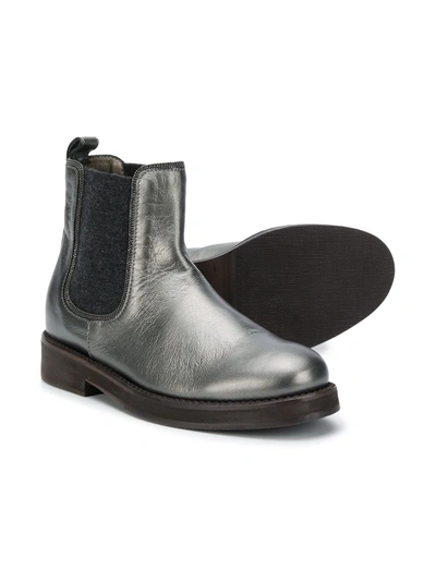 Shop Brunello Cucinelli Cracked-effect Ankle Boots In Grey
