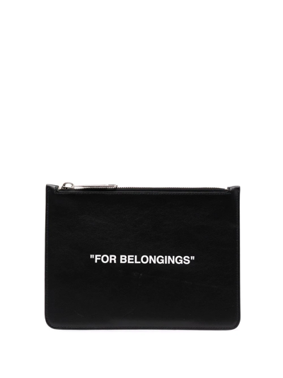 Shop Off-white Quote-print Clutch Bag In Schwarz