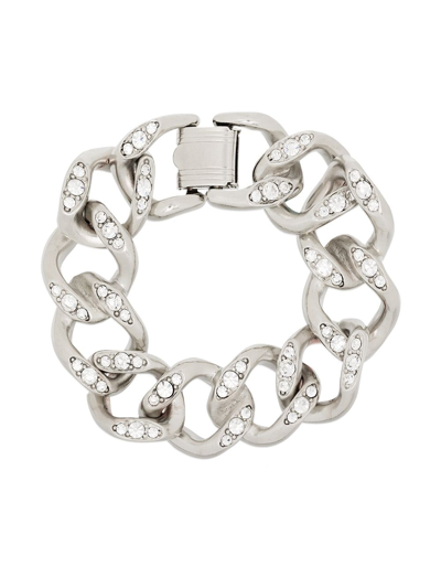 Shop Kenneth Jay Lane Crystal-embellished Chain Bracelet In Silver