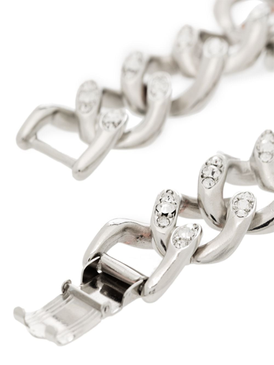 Shop Kenneth Jay Lane Crystal-embellished Chain Bracelet In Silver