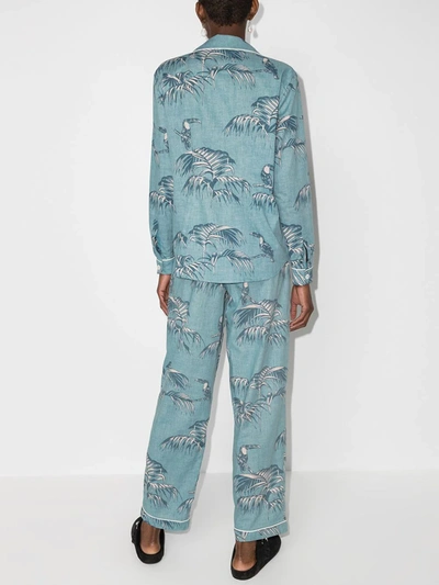 Desmond & Dempsey Bocas Cotton Pyjama Set In Blue