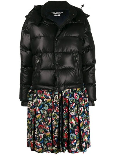 Shop Junya Watanabe Contrast Zipped Parka Coat In Black