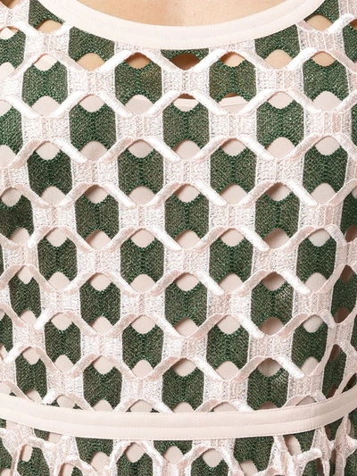 Shop Fendi Geometric Print Flared Dress In Green