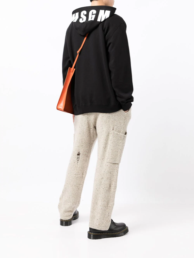 Msgm Logo-print Long-sleeve Hoodie In Black