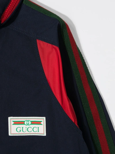 Shop Gucci Logo Patch Jacket In Blue
