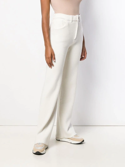 Shop Barrie Wide-leg Knitted Trousers In White