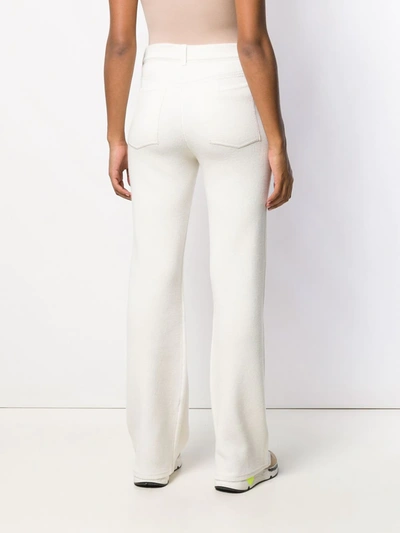 Shop Barrie Wide-leg Knitted Trousers In White