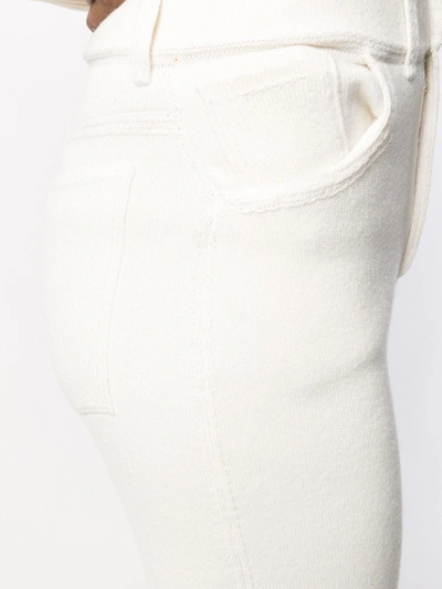 Shop Barrie Wide-leg Knitted Trousers In White