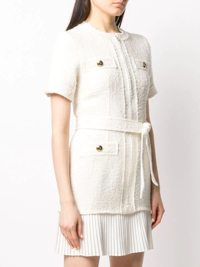 Shop Sandro Tweed Coat Mini Dress In Neutrals