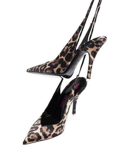 Shop Attico Venus 130mm Leopard-print Slingback Pumps In 黑色