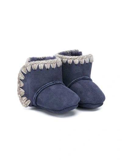 Shop Mou Shearling Snow Boots In Blue