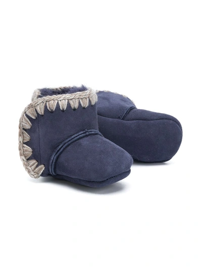 Shop Mou Shearling Snow Boots In Blue