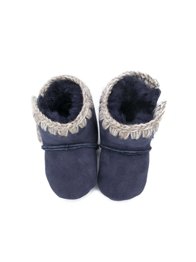 Shop Mou Shearling Snow Boots In Blue