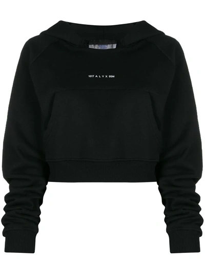 Shop Alyx Cropped Hooded Sweatshirt In Black
