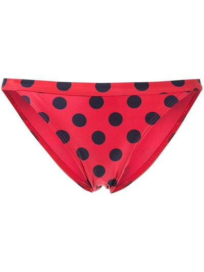 Duskii Cerise Banded Bikini Bottoms In Red