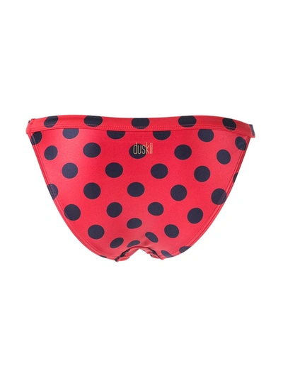 Duskii Cerise Banded Bikini Bottoms In Red