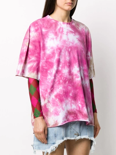 Shop Natasha Zinko Oversized Tie-dye Print T-shirt In Pink