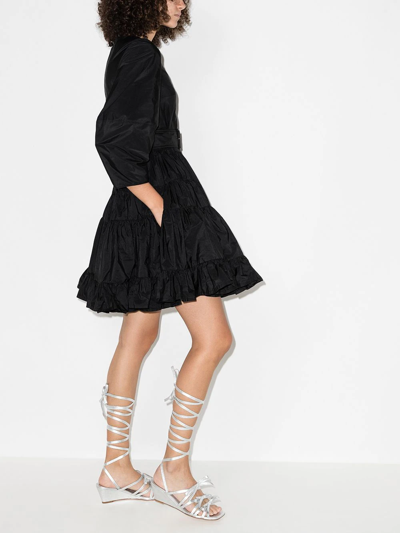 Shop Molly Goddard Venice Belted Mini Dress In Schwarz