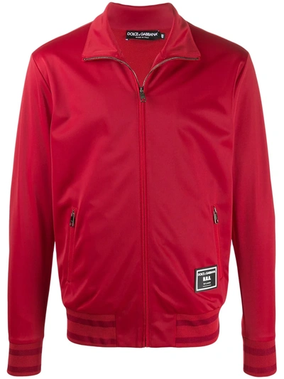 Shop Dolce & Gabbana Logo Patch Track Jacket In Red