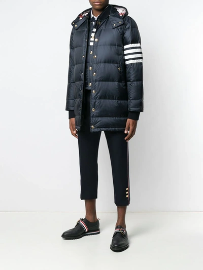 Shop Thom Browne 4-bar Matte Nylon Coat In Blue