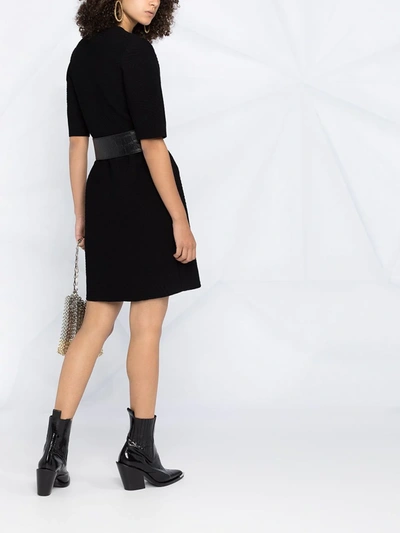 Shop Alexander Mcqueen Textured Half-sleeve Mini Dress In Black
