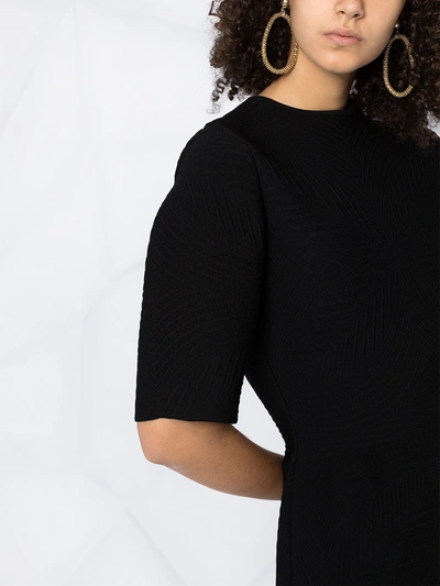 Shop Alexander Mcqueen Textured Half-sleeve Mini Dress In Black