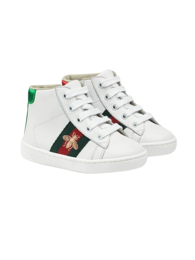 Shop Gucci Toddler's Leather High-top Sneakers In White