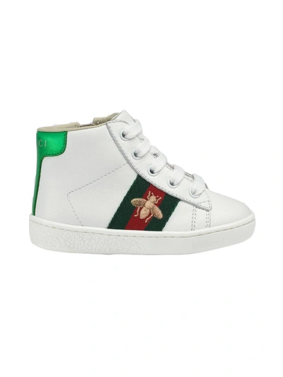 Shop Gucci Toddler's Leather High-top Sneakers In White