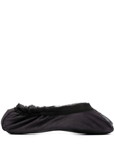 Shop Lanvin Logo Embroidered Ballerina Slippers In Black