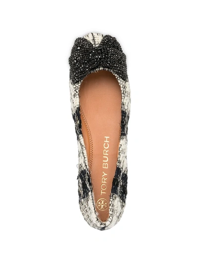 Shop Tory Burch Crystal Bow Ballet Pumps In Black