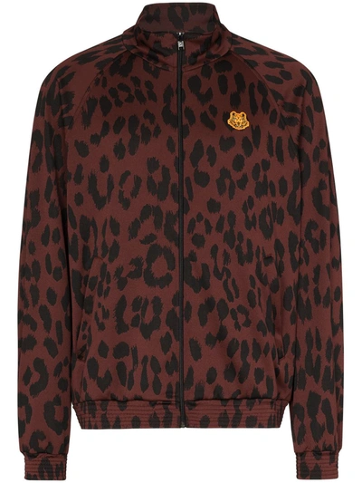 Shop Kenzo Leopard Print Track Jacket In Black